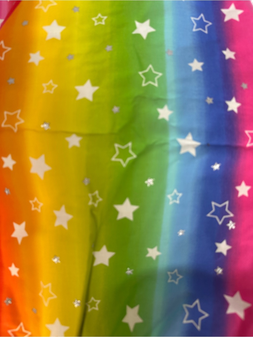 Joann Fabrics Rainbow Glitter Stars Cotton Fabric 1.5 Yards Novelty